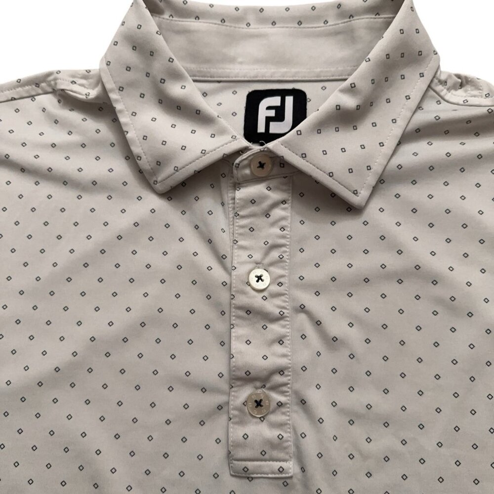Footjoy FJ Polo Shirt Mens XL Short Sleeve Performance Golf Geometric White